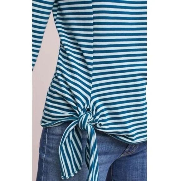 Anthropologie T.la | Barela Green Striped Side Striped Long Sleeve Top, Large - Picture 5 of 11